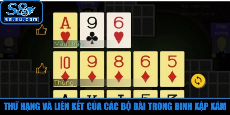 Thứ hạng và liên kết của các bộ bài trong binh xập xám 